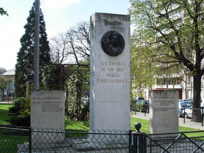 War Memorial 13th Arrondissement of Paris