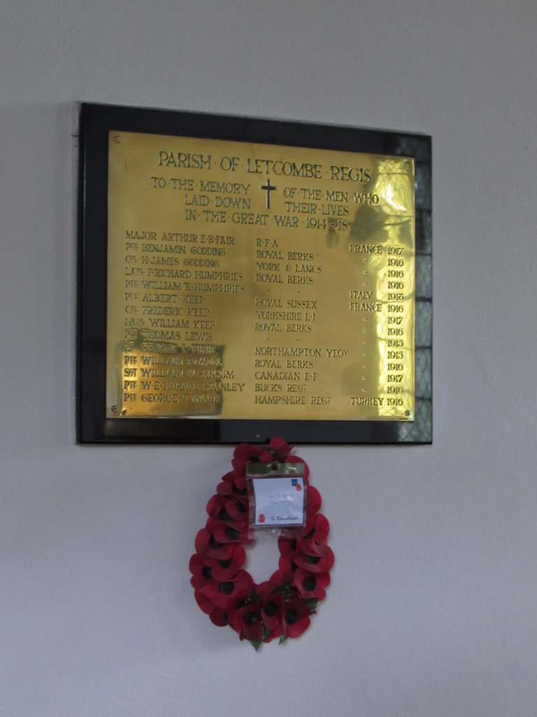War Memorial St. Andrew Church Letcombe Regis