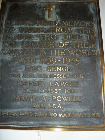 Oorlogsmonument Wootton Fitzpaine Church #1