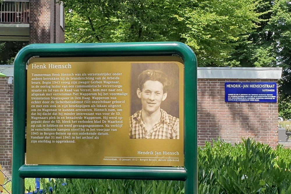 Memorial Plates Slotermeer Henk Hienschstraat