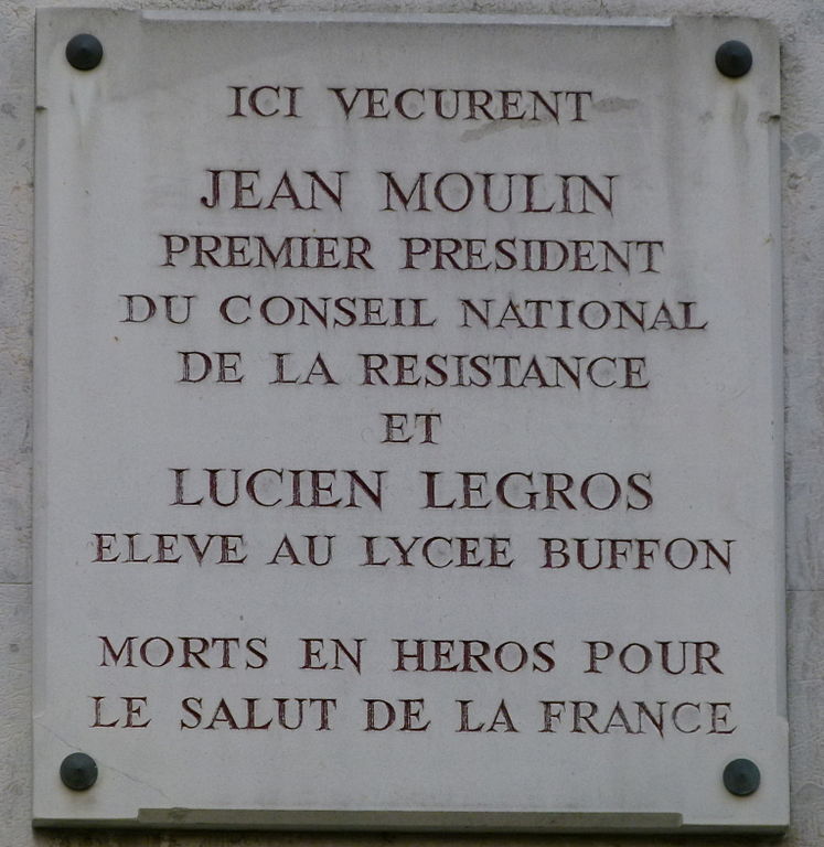 Plaque Jean Moulin and Lucien Legros