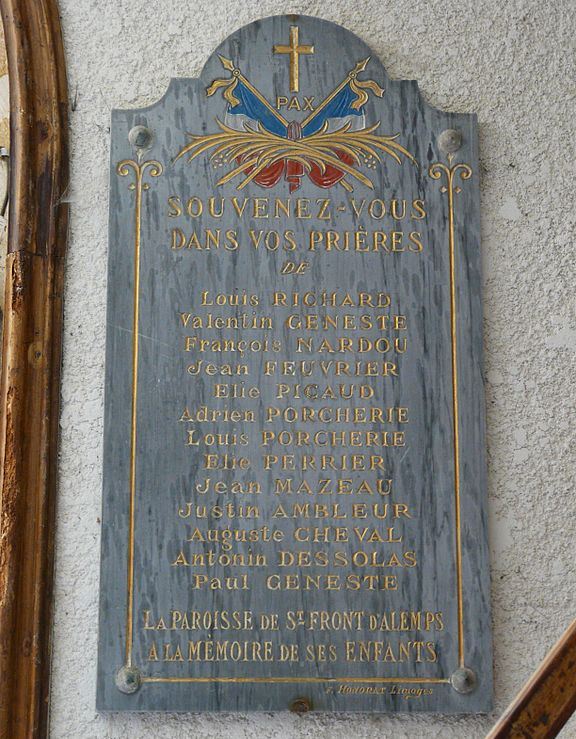 World War I Memorial Parish of Saint-Front-d'Alemps
