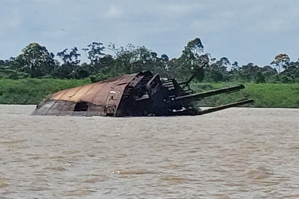 Scheepswrak 'Goslar' Suriname-rivier