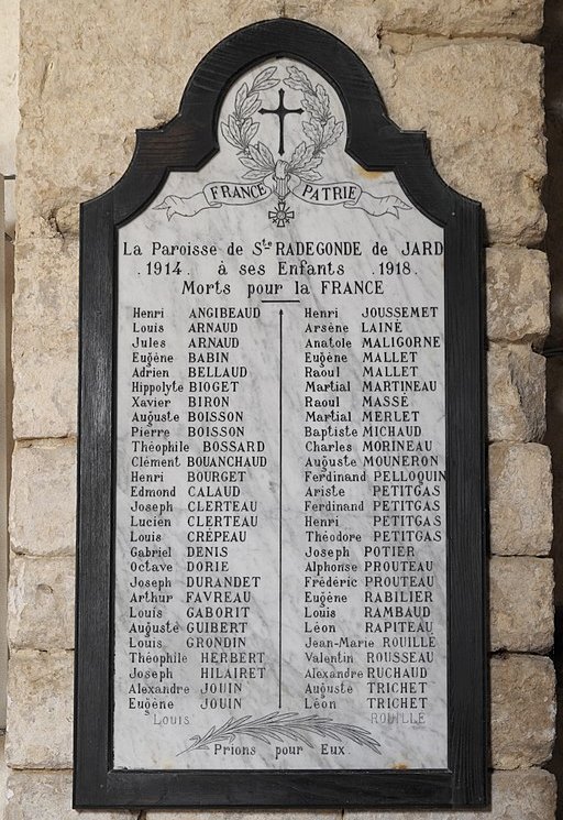 World War I Memorial glise Sainte-Radgonde de Jard-sur-Mer