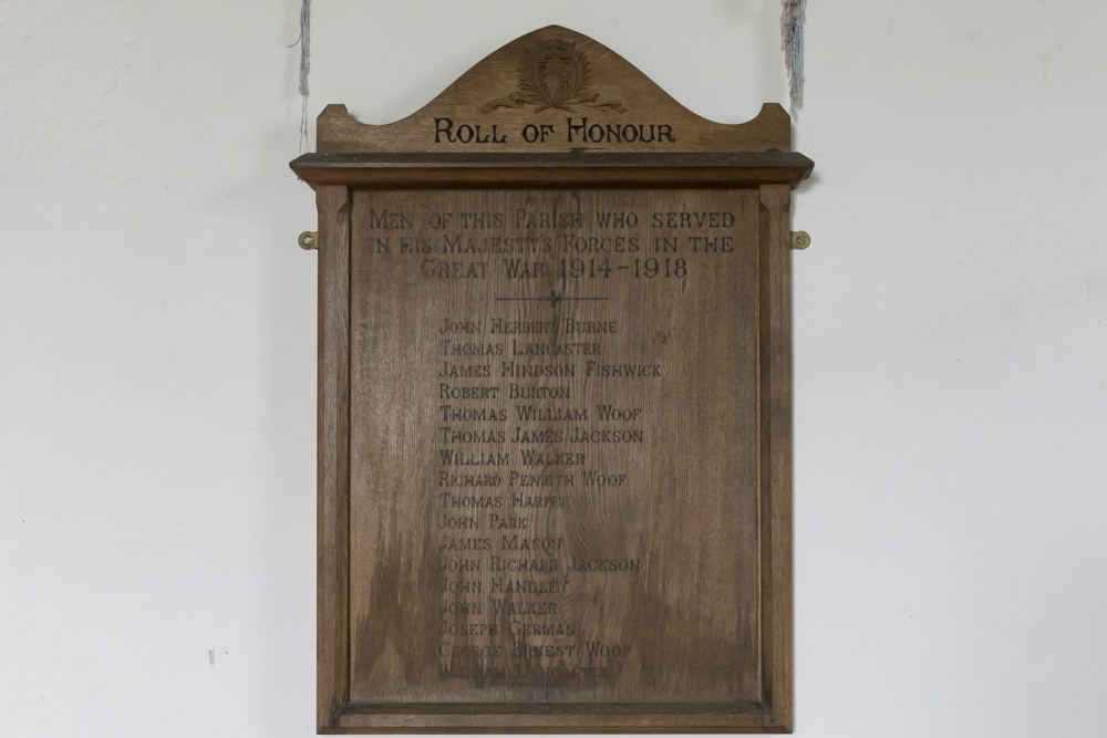 Roll of Honour St. Mark Church Cautley