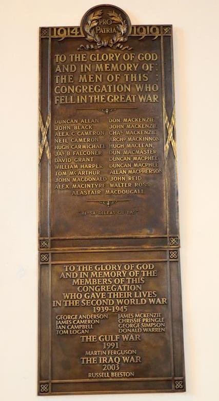 War Memorial Duncansburgh MacIntosh Parish Church