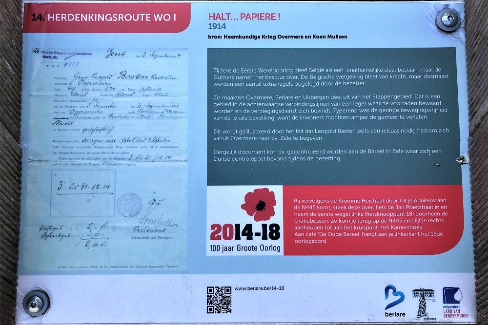 Herdenkingsroute 100 jaar Groote Oorlog - Informatiebord 14 #1