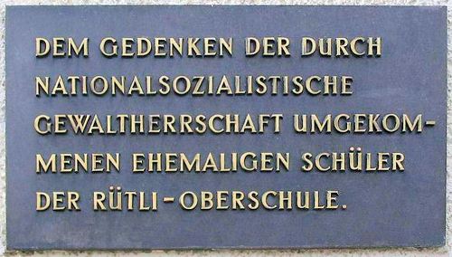 Memorial Murdered Scholars Rütli-Oberschule #1