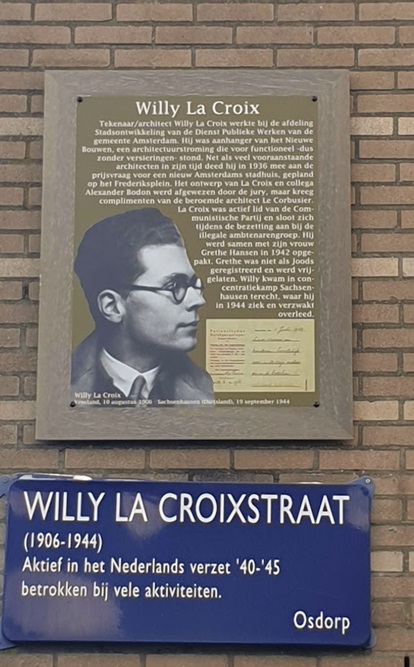 Herdenkingsborden De Aker Willy la Croixstraat #2