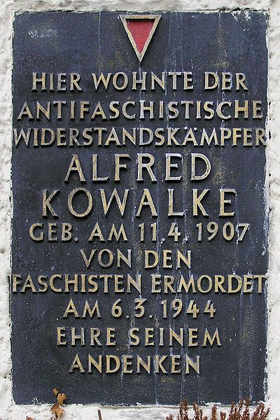 Plaque Alfred Kowalke