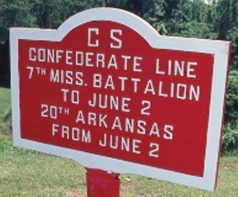 Positie-aanduiding 7th Mississippi Battalion en 20th Arkansas Infantry (Confederates) #1