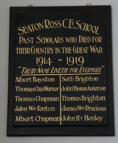 Oorlogsmonument Seaton Ross C.E. School