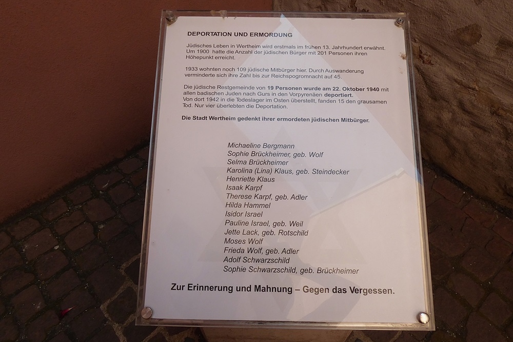 Herdenkingsplaats Joodse Gemeenschap Wertheim #4