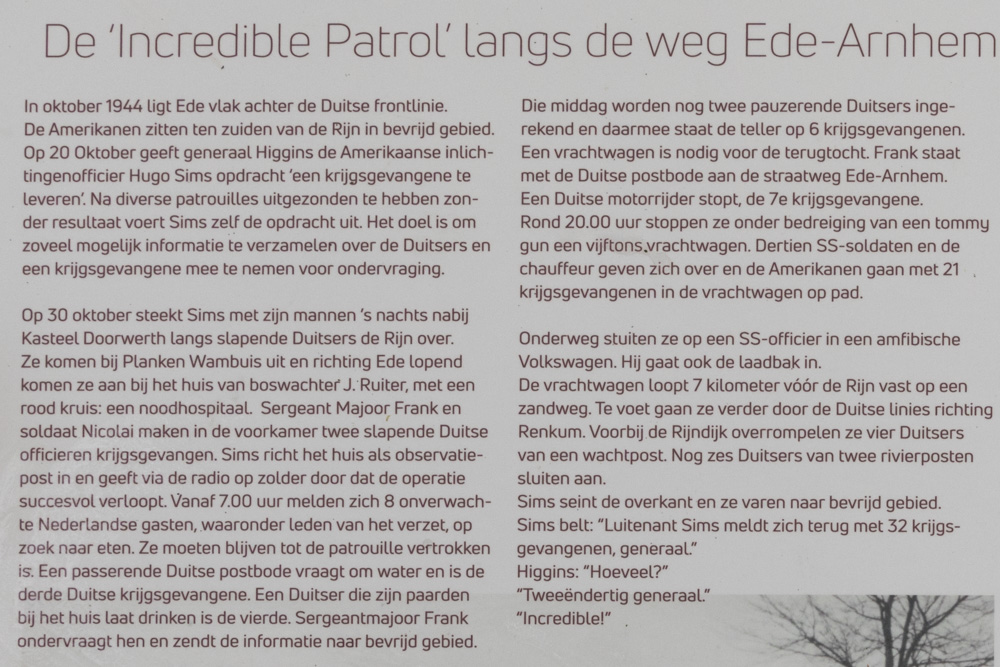 Informatiebord De 'Incredible Patrol' langs de weg Ede-Arnhem #2