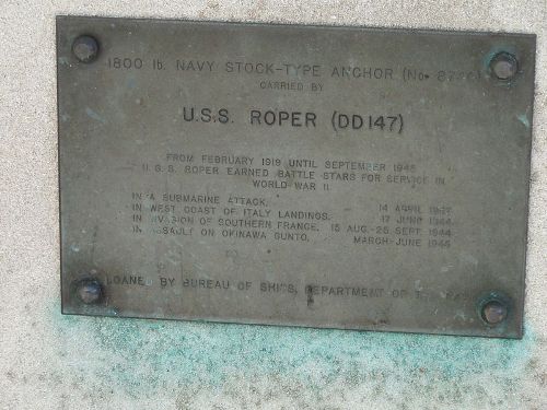 Anchor USS Roper (DD147) & USS Wasmuth (DM515) #5