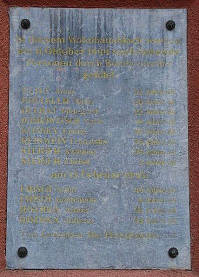 Memorial Victims Bombardments Reismannhof