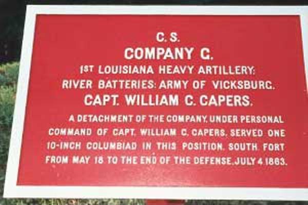 Position Marker 1st Louisiana Heavy Artillery, Company G, H en I (Confederates)