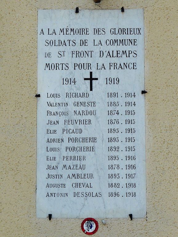 Monument Eerste Wereldoorlog Saint-Front-d'Alemps