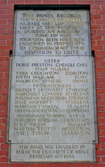 Memorial Air-Raid Salford Royal Hospital