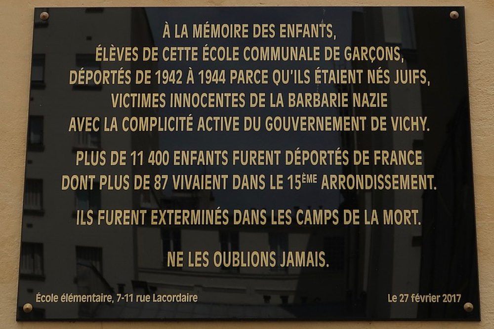 Gedenkteken Deportatie École Lacordaire #1