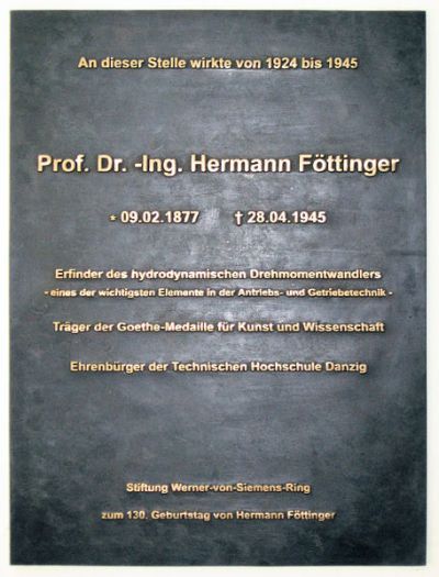 Plaquette Hermann Föttinger