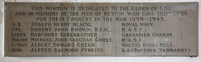 War Memorial All Saints Church Beyton #3