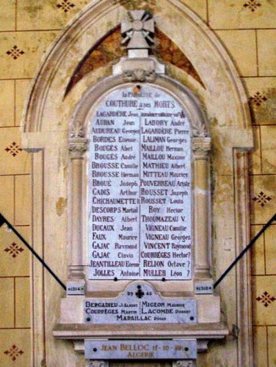 Oorlogsmonument Kerk Couthures-sur-Garonne #1