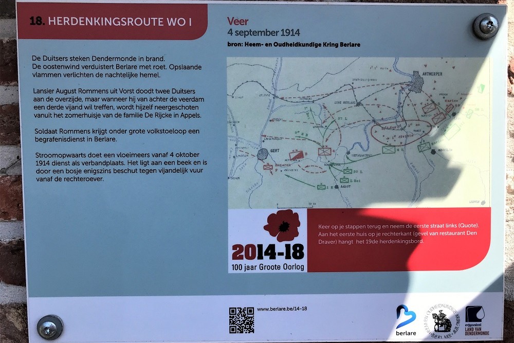 Herdenkingsroute 100 jaar Groote Oorlog - Informatiebord 18