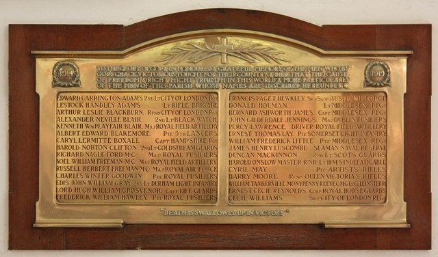 War Memorial St. John the Evangelist Church Marylebone