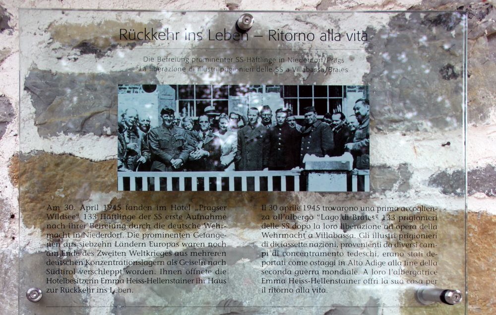 Plaque Liberation SS prisoners at Hotel Pragser Wildsee #2