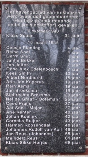 Gedenkteken Bombardementen 1940-1945 Enkhuizen #2