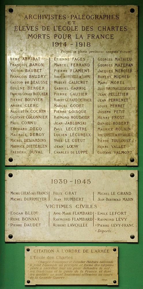 War Memorial École Nationale des Chartes #1