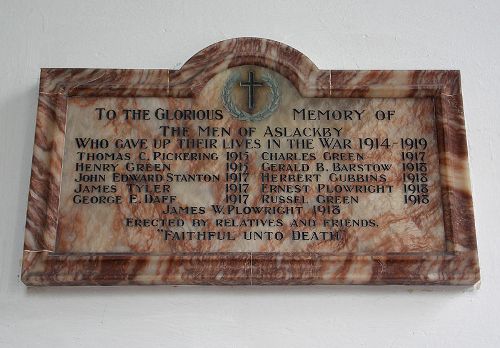 War Memorial St. James Church Aslackby #2