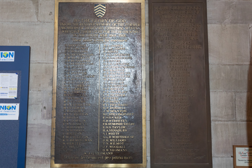 Memorials World War One Hereford Cathedral #1