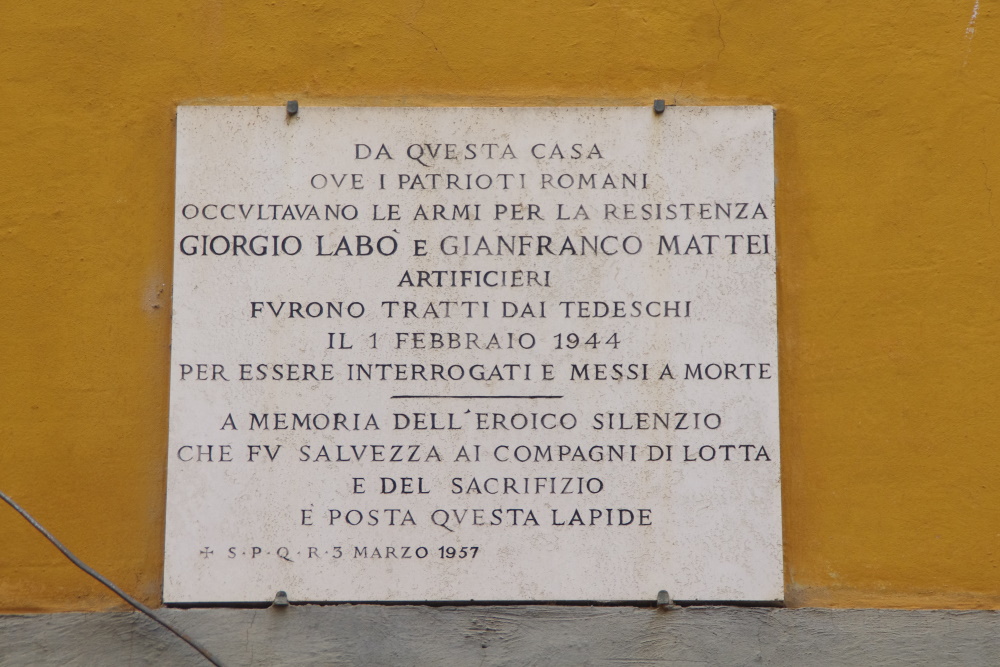 Gedenkteken Plaque Giorgio Labo en Gianfranco Mattei