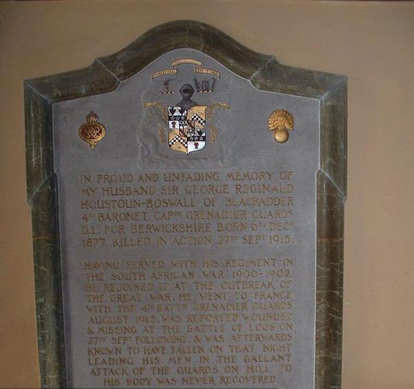Gedenkteken Sir George Reginald Houstoun-Boswall of Blackadder #1