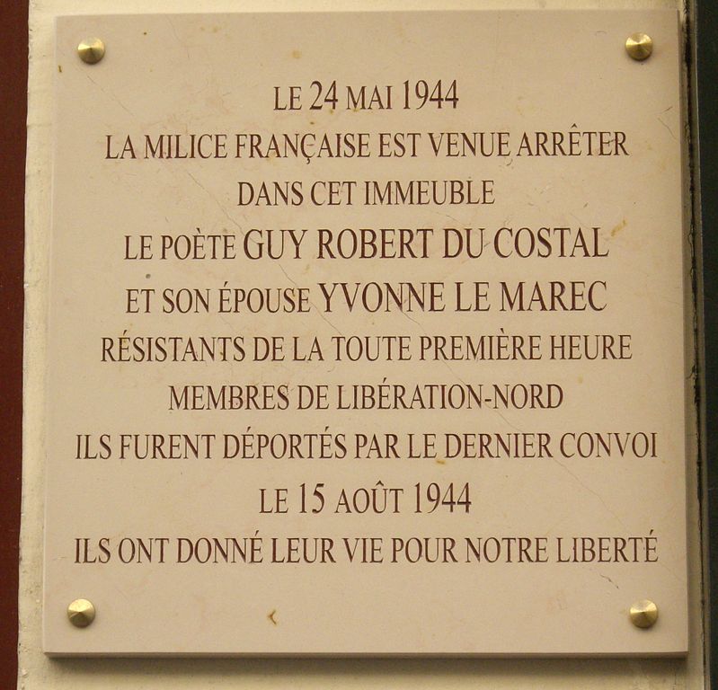 Memorial Guy Robert du Costal and Yvonne Le Marec #1