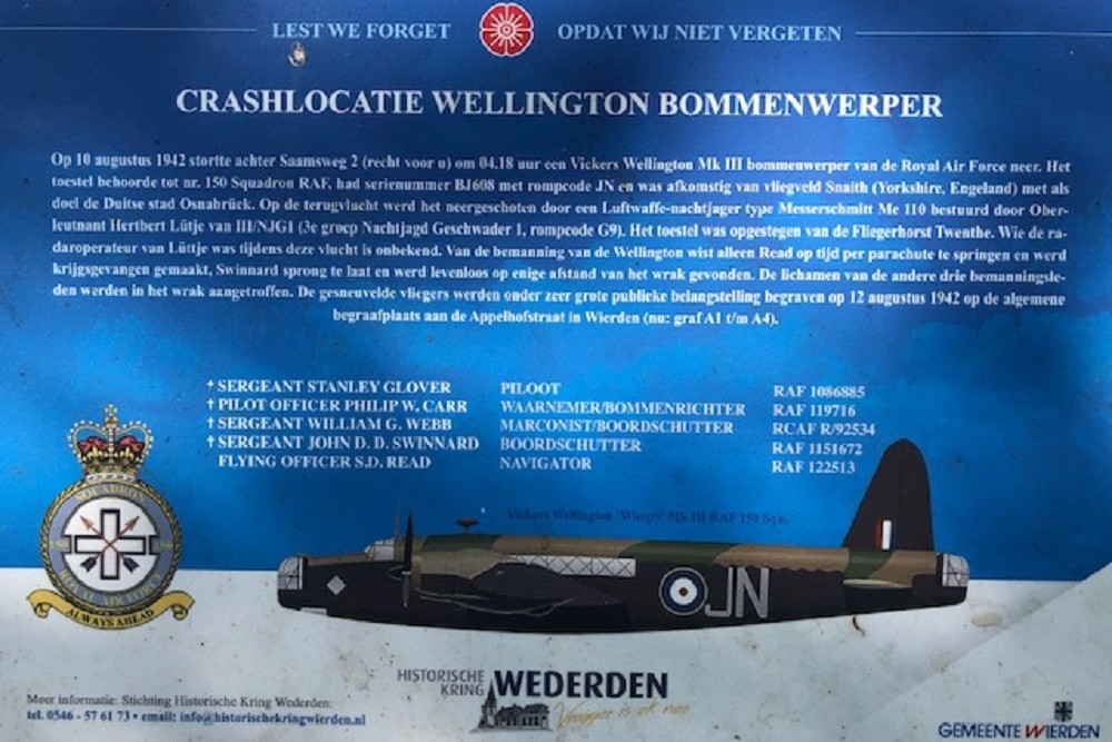 Crash Site Wellington MK III Saamsweg Wierden