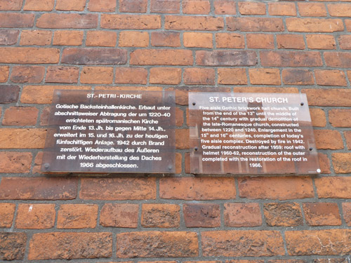 Memorial Destruction St. Peter's Church Lbeck