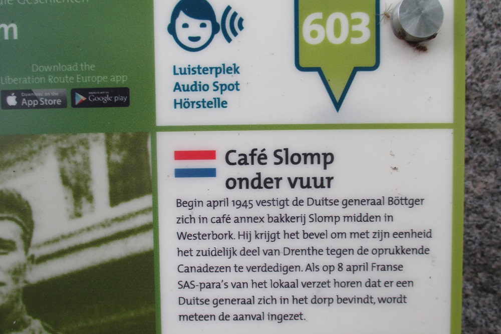 Liberation Route Marker 603: Café Slomp under fire #5