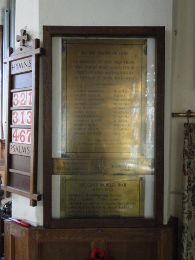 Oorlogsmonument Wilby Church Wilby