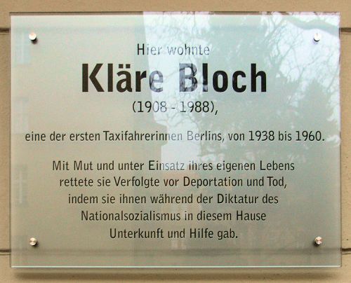 Plaque Kläre Bloch