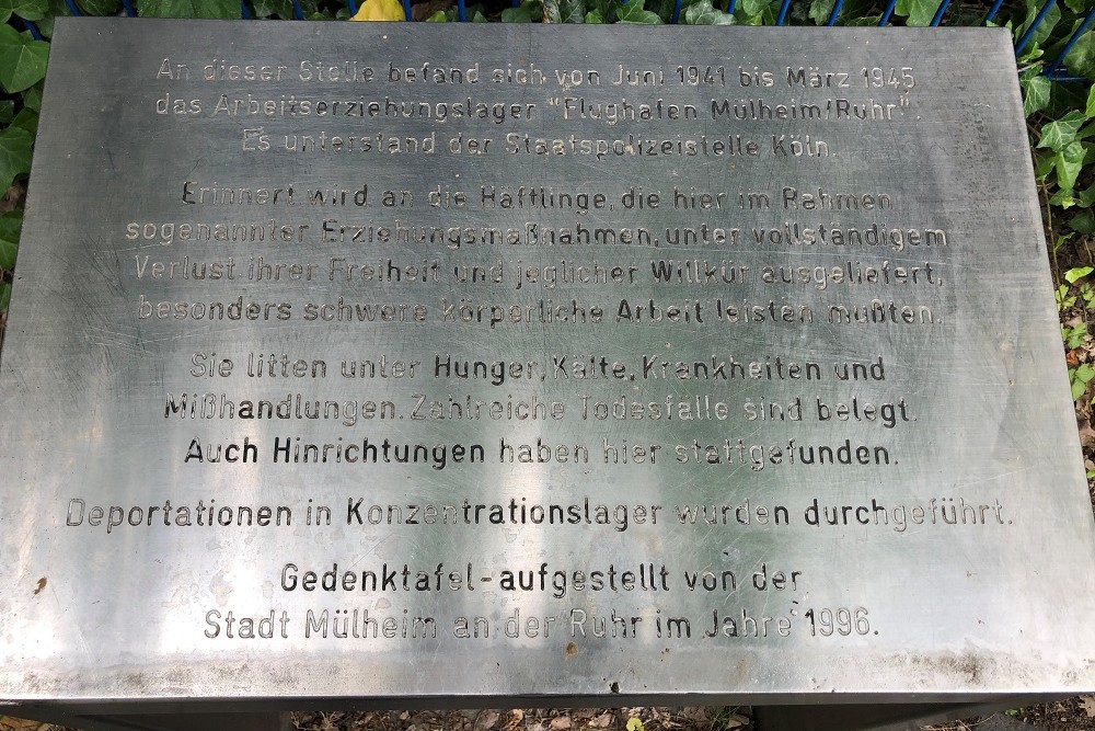 Memorial Arbeitserziehungslager Airport Essen/Mülheim
