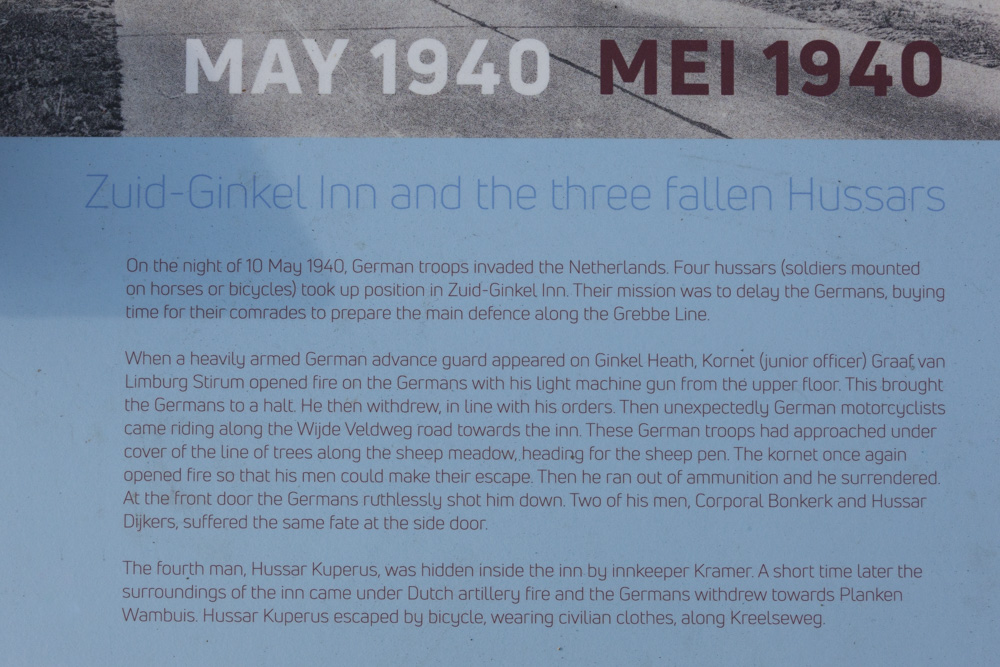 Information sign Zuid-Ginkel Inn and the three fallen hussars #4