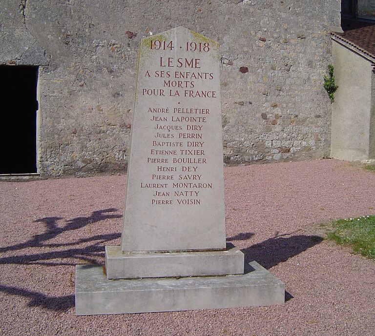 Monument Eerste Wereldoorlog Lesme