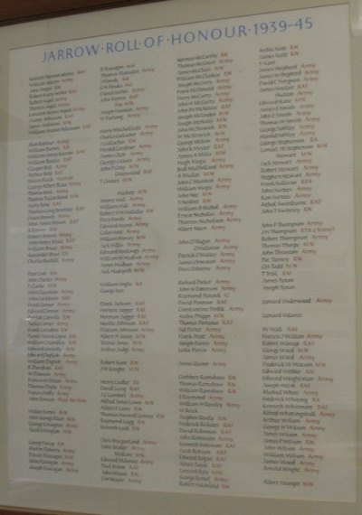 Roll of Honour Jarrow Town Hall #1