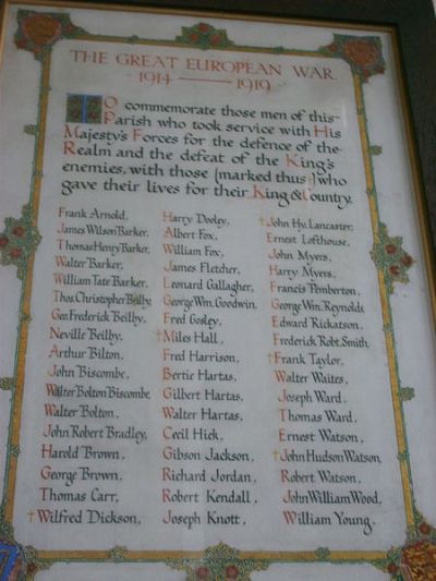 Roll of Honour St. Helen Church #1