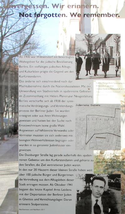 Memorial Jewish Residents Duisburger Straße