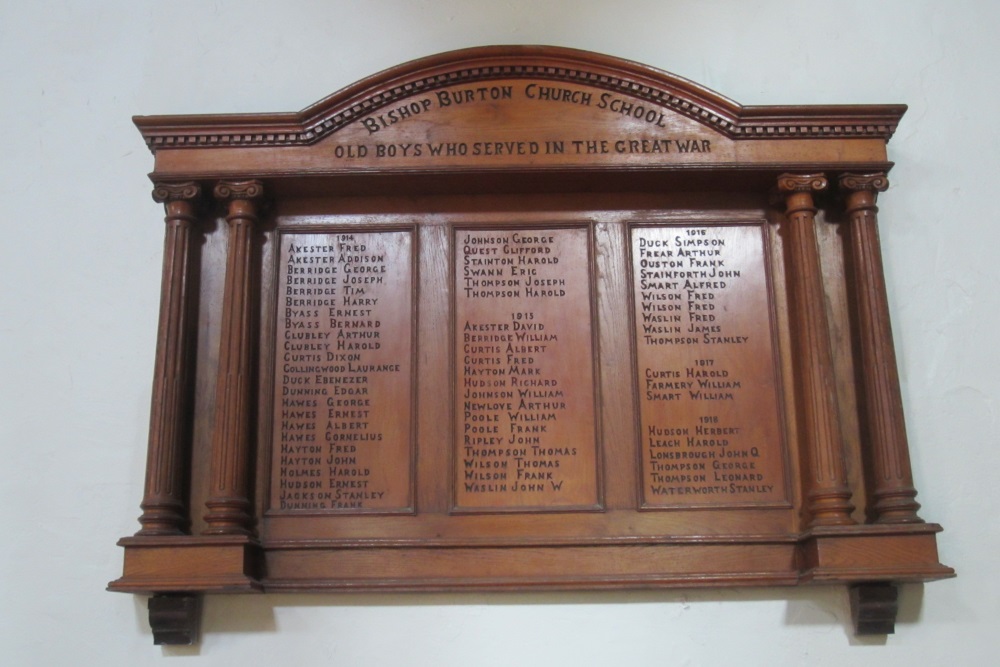 War Memorial First World War All Saints Church Bishop Burton #3