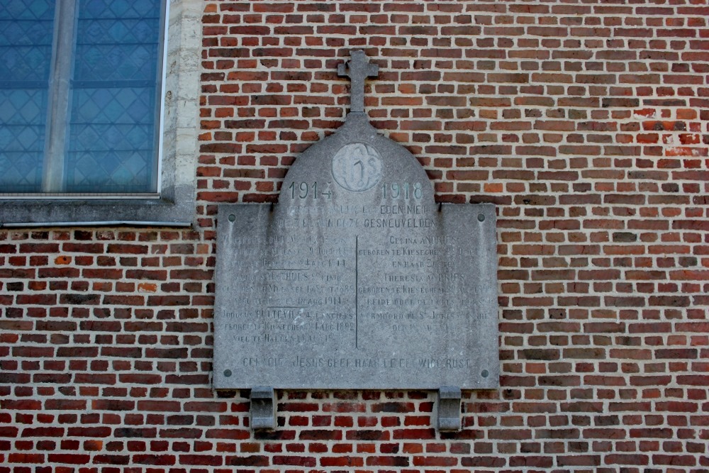 Commemorative Plate First World War Kiezegem